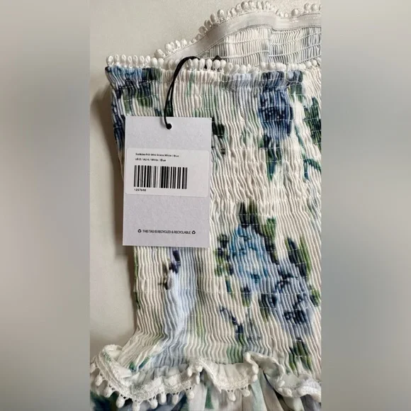 Sunkiss Frill Mini Dress – White/Blue, Size 0 (NWT) - Picture 4 of 6